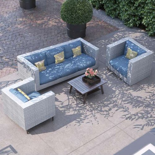 PE rattan table and chair metz